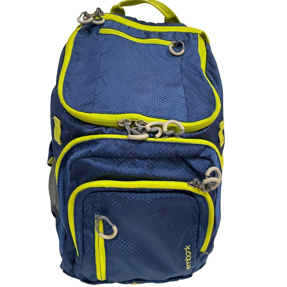 Embark Backpack Laptop School Travel Hiking Navy Lime Multi Pocket Target 18in L